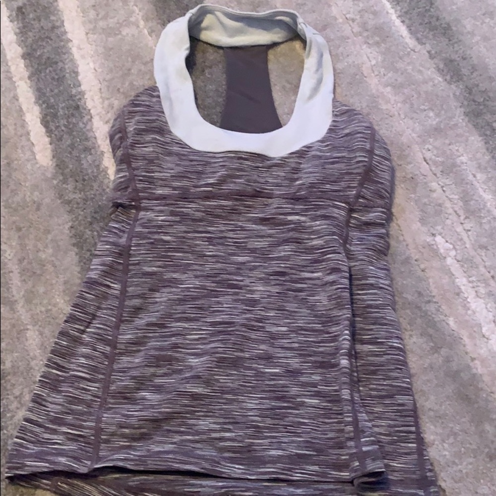 Grey and white Lululemon tank